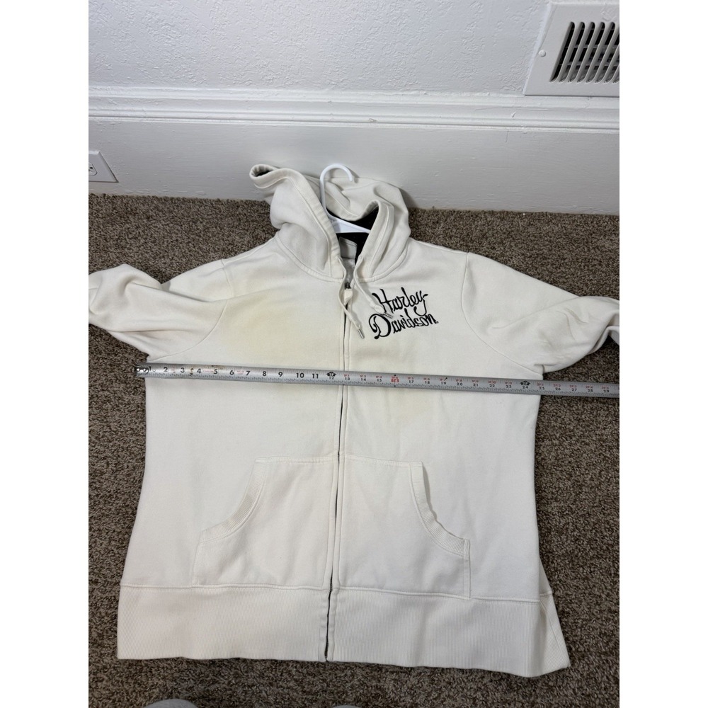VTG Harley-Davidson Women's White Full Zip Fleece Hoodie size 2XL - Picture 9 of 10